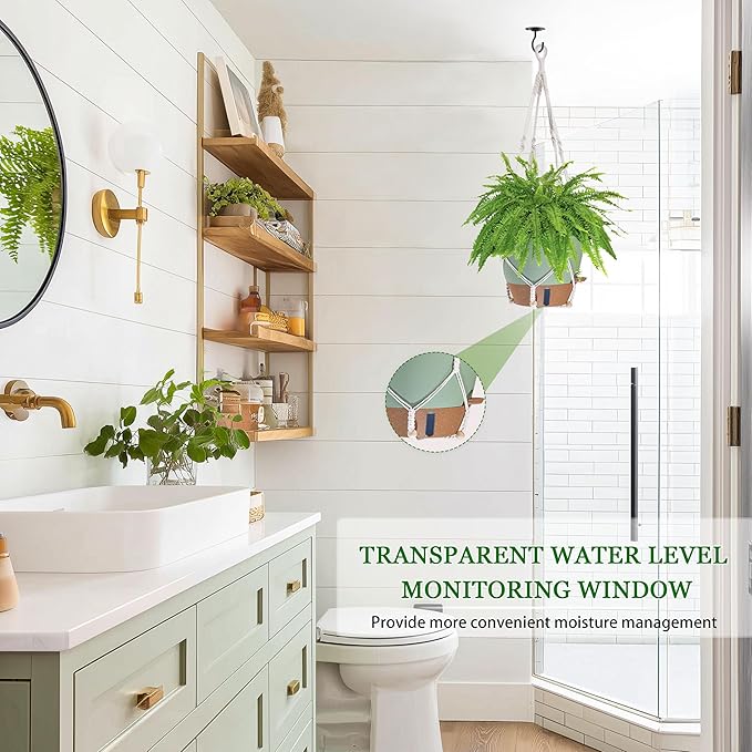 10 Inch Hanging Planters for Indoor Plants, 2 Pack Self Watering Hanging Baskets Flower Pots with Drainage Hole, Visual Reservoir & 2 Kinds of Plant Hanger for Home Decor