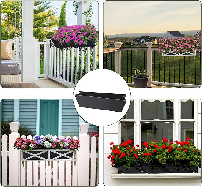 2PCS 30Inch Rectangle Window Box Liner Felt Planter Basket Liner Insert Black Plant Container Liners Non Woven Fabric Liner for Garden Fence Wall Railing Hanging Flower Pot - Avoid Bird Nesting