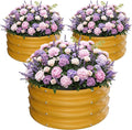 ZXZYHFTY Round Galvanized Raised Garden Bed kit,Yellow Outdoor Garden Raised Planter Box, Round Large Metal Raised Garden Beds for Vegetable 2 * 2 * 1ft 3 Pcs