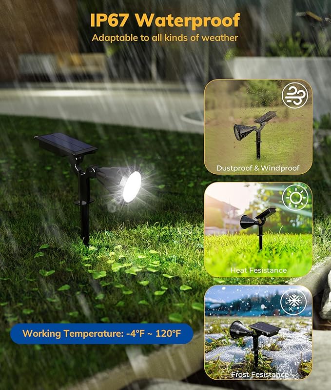 Solar Spot Lights for Outside, 21 LED Outdoor Solar Lights for Yard, 6 Pack Solar Spotlights Waterproof Auto On/Off for Landscape, Wall, Garden, Pool, Tree, Pathway and Driveway(White)