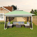 Canopy Tent 12x12 ft, Pop Up Gazebo One-Push Setup with 4 SandBags for Backyard Parties and BBQs, Mosquito Netting & Height Adjustable - Olive Green