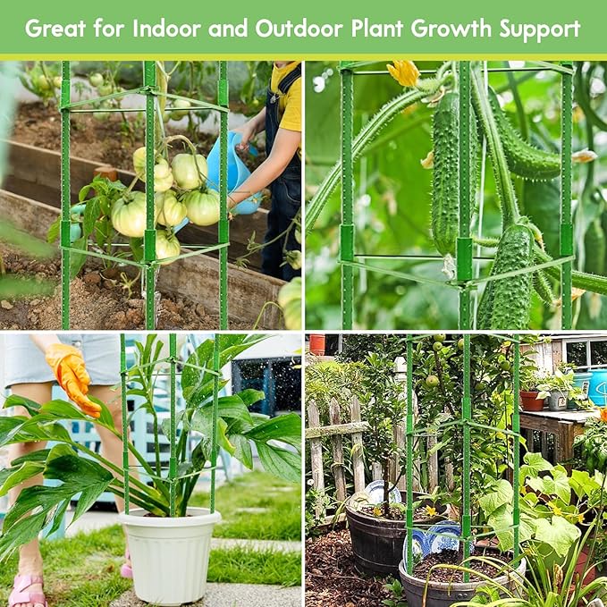 Riare 2 Pack 5.2 FT Tomato Cages for Garden- 63inches Heavy Duty Garden Stakes, Adjustable Tall Tomato Plant Support Tomato Trellis Cage for Pots, Raised Garden Bed, Climbing Vegetables Plants Flowers