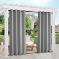 NICETOWN 2 Panels Outdoor Curtains Waterproof Extra Long 108 in for Patio, Windproof Energy Thermal Insulated Saving Rustproof Top and Bottom Grommet Blackout Outdoor Drapes for Porch, Silver Grey