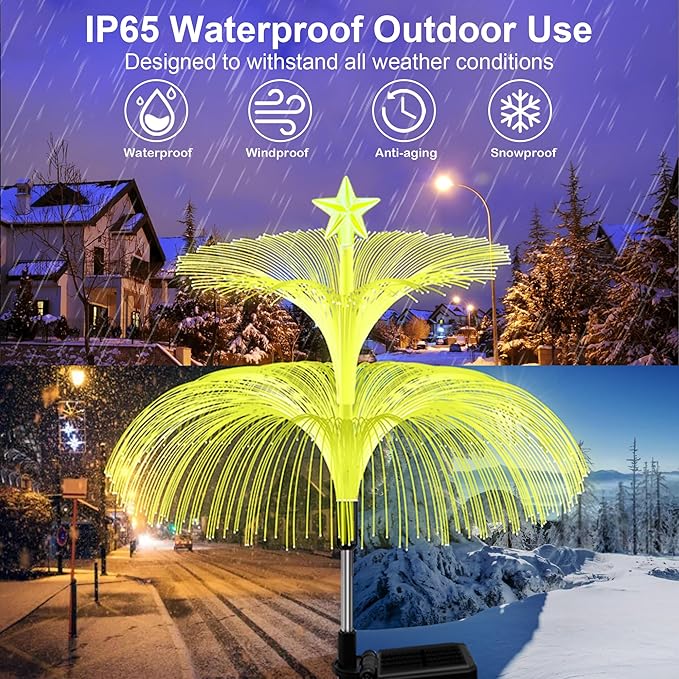 Solar Garden Lights, 6 Pack Solar Star Jellyfish Lights 7 Color Changing Fiber Optic Light Gardening Gifts for Mom Grandma Women, Flower Light for Outdoor Yard Garden Decor