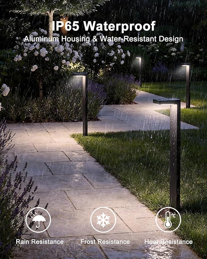 Low Voltage Landscape Lights, 6 Pack Outdoor LED Pathway Light, Wired Path Lighting for Walkway, Garden, IP65 Waterproof, 400LM, 4000K, Modern Cast-Aluminum, Black