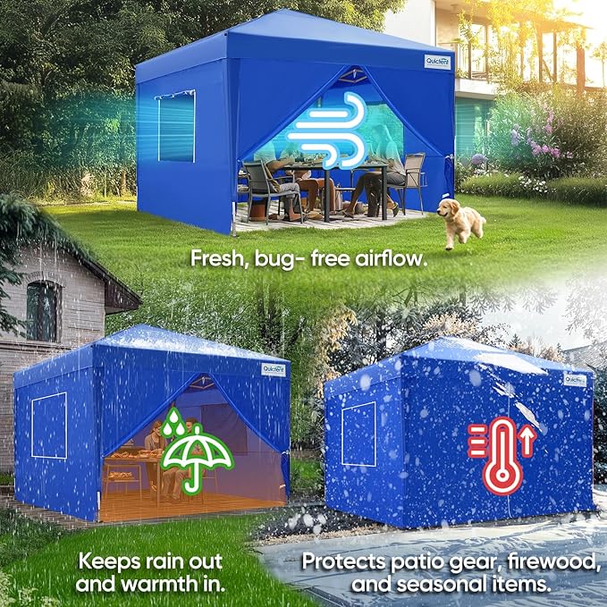 Quictent Privacy 10x10 Pop up Canopy Tent with Sidewalls and Roll-up Ventilated Windows, One Person Easy Setup, Outdoor Commercial Gazebo Shelter Enclosed Waterproof, Bonus 4 Sandbags