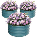 ZXZYHFTY Round Galvanized Raised Garden Bed kit, Blue Outdoor Garden Raised Planter Box, Round Large Metal Raised Garden Beds for Vegetable 2 * 2 * 1ft 3 Pcs
