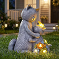 Solar Garden Statues Loving Cat Figurine Lights for Outside, Yard Decorations Outdoor, Garden Decor Unique Mothers Day Birthday Housewarming Gifts for Mom, Women, Lover