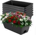 Window Box Planter, 7 Pack Plastic Vegetable Flower Planters Boxes 17 Inches Rectangular Flower Pots with Saucers for Indoor Outdoor Garden, Patio, Home Decor