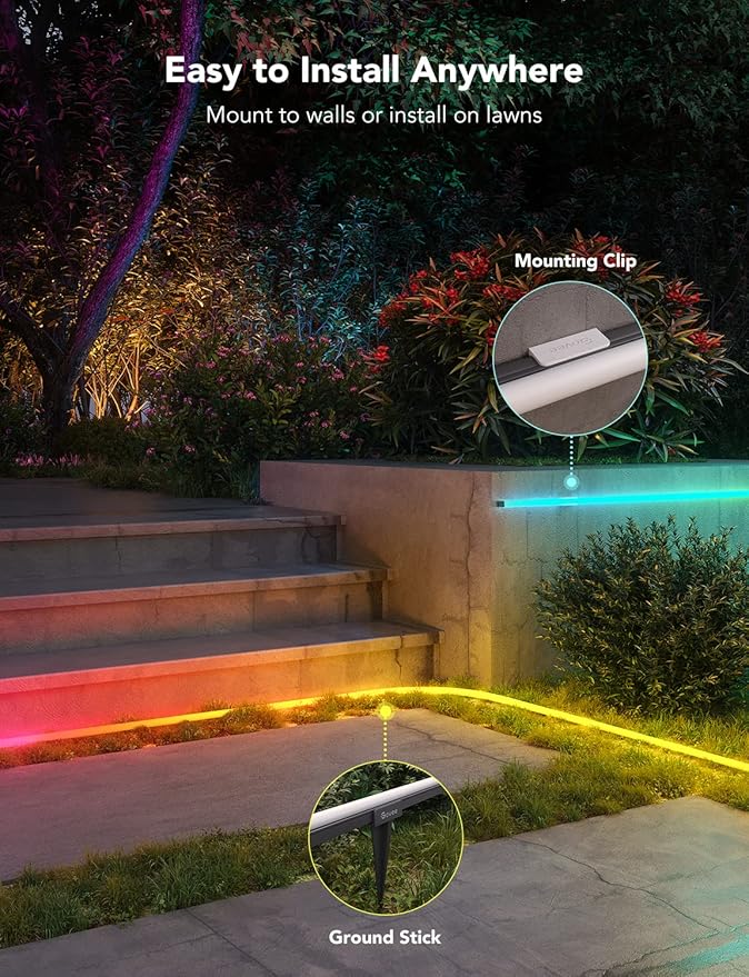 Govee Outdoor Neon Rope Lights, 65.6ft RGBIC IP67 Waterproof Outdoor Decorations with 64 Scene Modes, Music Sync, Flexible LED Lights, Neon Lights Work with Alexa, Google Assistant