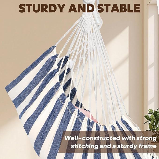 Chihee Hammock Chair Hanging Swing Max 500 Lbs 2 Cushions Included Metal Spreader Bar with Anti-Slip Grooves Portable Hanging Chair Side Pocket Large Macrame Bohemian Chair Indoor Outdoor