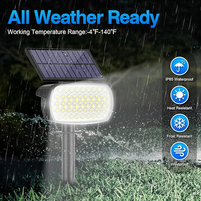 108 LED Solar Spot Lights Outdoor, Solar Lights Outdoor IP65 Waterproof, 3 Modes Solar Landscape Spotlights, Large Solar Powered Panel Lights for Garden Yard Pathway(Cool White/6 Pack)