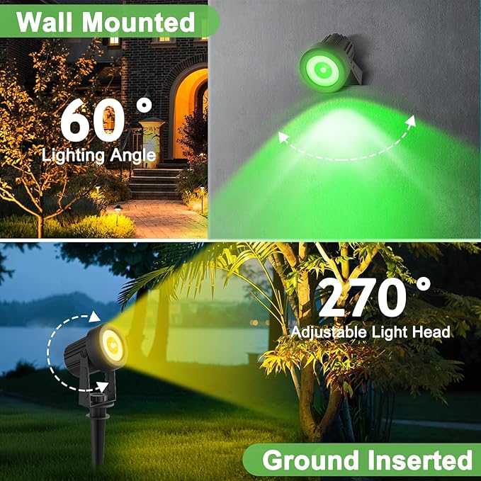 Solar Spotlights Outdoor Waterproof, RGB Landscape Spotlights, Christmas Decorative Solar Spot Lighting for Garden, Yard, Pathway, Lawn, Poolside, Party, 2-in-1 Mounted (RGB, 1 Pack)