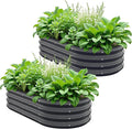 Galvanized Metal Raised Garden Bed Kit for Lightweight Planter Boxes Outdoor with Easy Assembly,4x2x1ft-2PCS Oval Large Galvanized Gardening Raised Bed for Vegetables, Fruits, Flower,Black