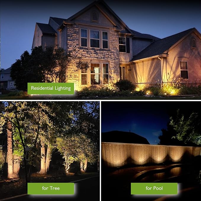 Low Voltage Landscape Lights, 10W 12/24V 2700K Warm White Landscape Lighting, IP65 Waterproof Outdoor LED Spotlight for Garden Yard Tree, 8 Pack with Connectors