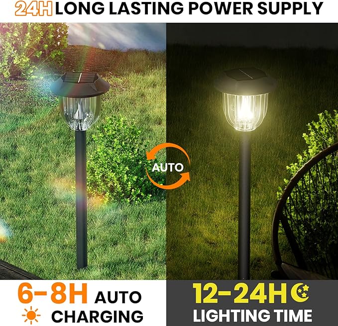 AOSEA Bright 10 Pack Solar Lights Outdoor IP65 Waterproof,LED Solar Lights for Outside,Landscape Lighting,Garden Decorative for Yard,Patio,Landscape,Pathway,Sidewalk,Driveway,Lawn (Warm)