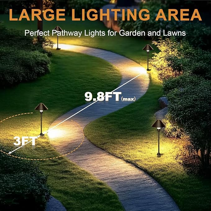 Low Voltage Pathway Lights with Timer, 4H/6H/8H Auto On/Off Low Voltage Landscape Lighting 3000K Waterproof Landscape Path Lights for Flower Bed Backyard Walkway Driveway, Set of 6