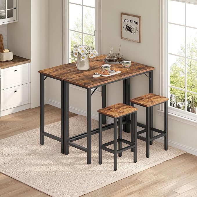 Narrow Bar Table, 63-Inch Pub Table for Dining Room, Counter Bar Tables with Sturdy Metal Frame, Connectable Bar Table, Multifunctional Console Table, Rustic Brown BTHR1601