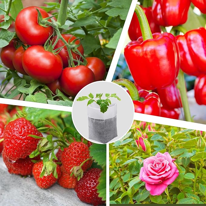 Cosweet 13.5''H Deep Nursery Grow Bags, Biodegradable Non-Woven Fabric Planting Pots for Indoor and Outdoor Garden Growing Seedlings Vegetables Flowers Fruits (60 PCS)