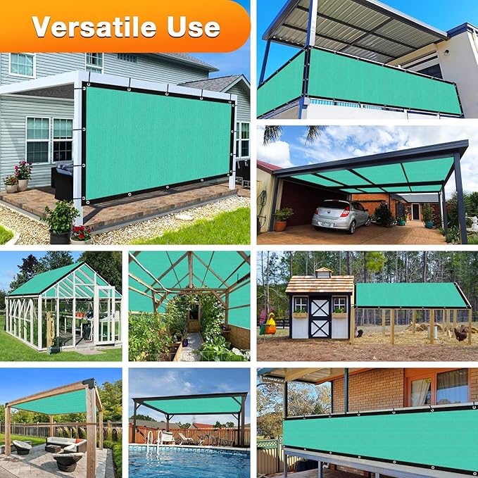Artpuch Outdoor Pergola Shade Cover 8' X 24' Sun Shade Cloth with Grommets, 90% UV Protection Canopy Patio Privacy Screen (Customized Available) GN107, Turquoise