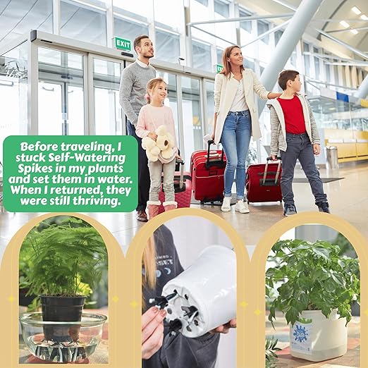 GreenShip 4-Pack Patented Self-Watering Spikes – DIY Plant Watering System for Indoor Plants, Fits Grower Pots, Reuse Containers, Automatic Self-Watering Stakes (Small)