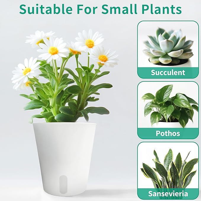 TCBWFY 5 Inch Self Watering Pots for Indoor Plants,5 Sets Self Watering Planter Pots with Visual Water Level Window and Multiple Vents,Self Watering Plant Pot for All House Plants,Flowers,Herbs