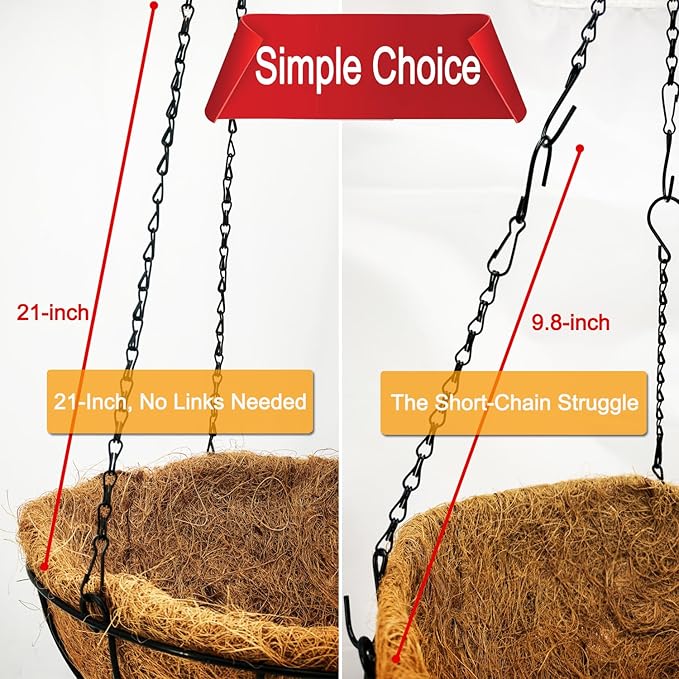 Chain for Hanging Plants, Adjustable Hanging Chain with Hooks, 21 Inch, Black – 10 Pack Heavy Duty for Hanging Bird Feeders,Grow Lights, Potted Plants, Neon Sign, Christmas Wrea