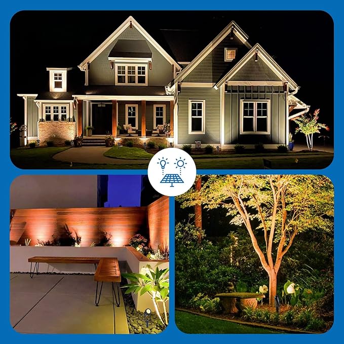 ALOVECO Solar Spot Lights Outdoor 4-in-1 Solar Powered Spotlights IP65 Waterproof with Remote 29.5ft Cable Auto On/Off 8 Modes Solar Uplights Outdoor for Garden Yard Landscape Tree 2700K Warm White