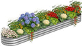 Galvanized Metal Raised Garden Bed Kit for Outdoor Planter Boxes with Easy Assembly,Oval Large Galvanized Gardening Raised Bed for Vegetables, Fruits, Flower (Silver, 12 * 2 * 1ft)