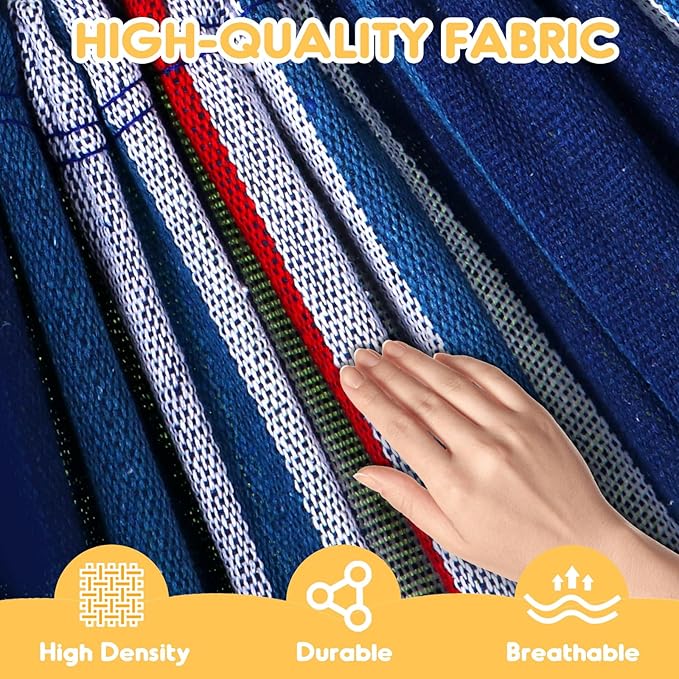 ANYOO Cotton Hammock Portable Camping Hammocks for Hanging Sturdy Garden Comfortable Fabric Hammock with Tree Straps Up to 660lbs with Travel Bag for Camping Outdoor/Indoor Patio Backyard
