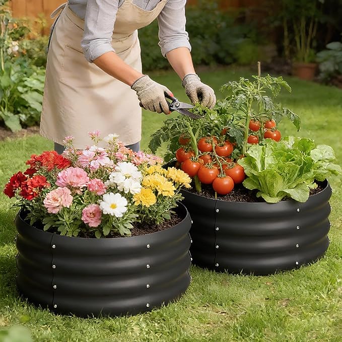 2-Pack 2x1ft Galvanized Raised Garden Bed, Outdoor Planter Bed, Metal Planter Box for Gardening and Planting,Black