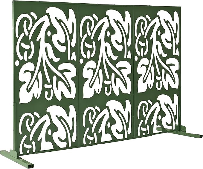 Oakland Living 6 ft. X 4 ft. Green Freestanding Metal Privacy Screen Room Divider