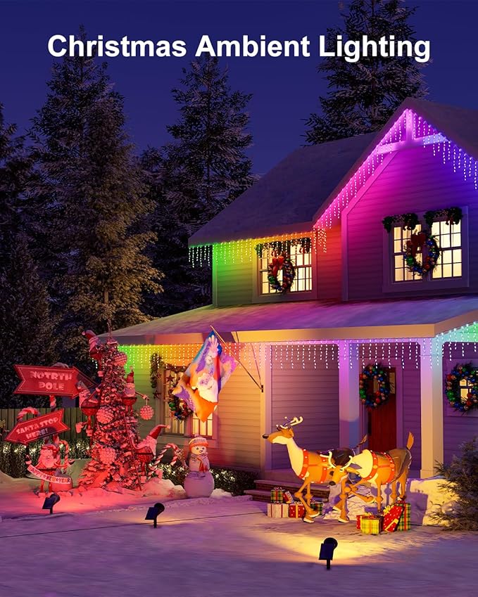 4 Pack Color Change Solar Spotlights Outdoor for Christmas Decorations, Tree, Snowman, Santa Claus, Elk Statue, Waterproof RGB Lanscape Spot Lights Uplighting for Outside House Wall, Yard, Garden