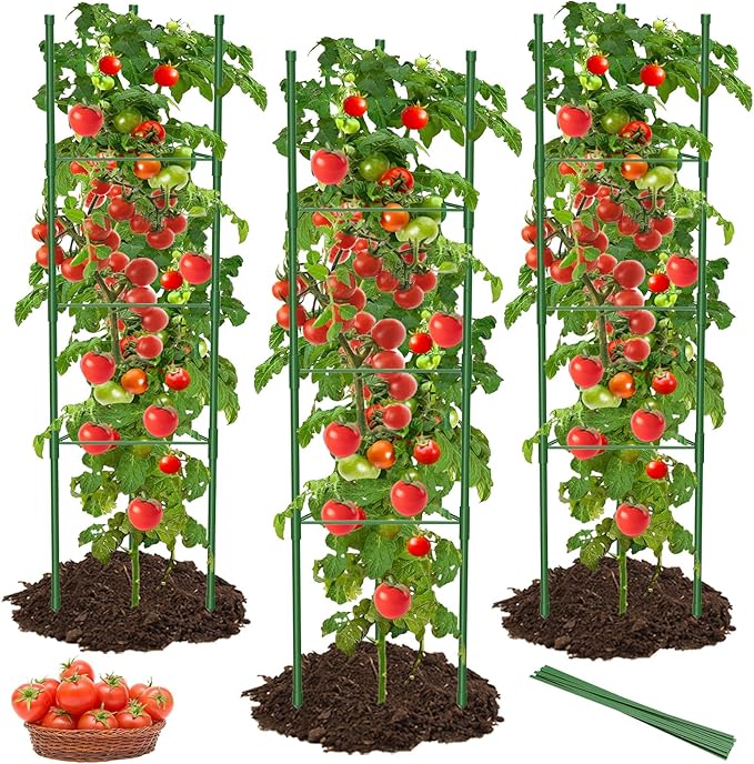 8 Pack Tomato Cages for Garden, 51in*13in Adjustable Tomatoes Plant Stakes Support Cages Trellis, Garden Trellis for Vegetable Flowers Fruits Climbing Plants- 20 Binding Wires Included