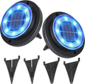 Flacchi Solar Lights Outdoor - Solar Powered Ground Lights Outdoor Solar Disk Light Waterproof Landscape Light for Patio Yard Pathway Walkway Driveway (Blue, 2 Pack)