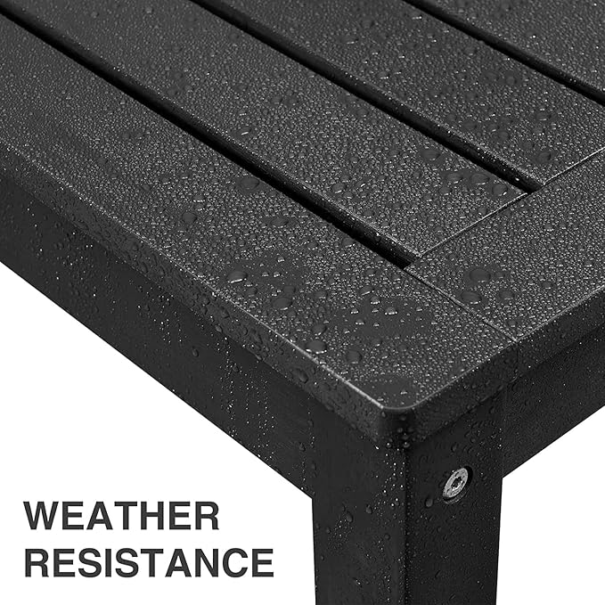 Psilvam Knight Bench Set of 2, Two Person Outdoor Poly Lumber Patio Backless Bench, Weatherproof Garden Bench That Never Rot and Fade, Suit for Church, School, Garden, Porch and Park (Black)