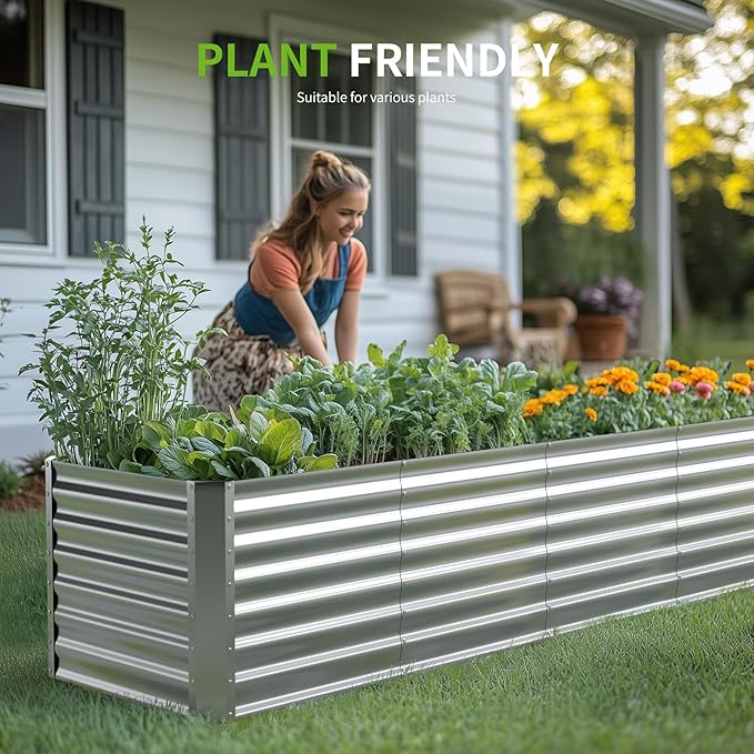 8X2X2ft (1 Pack) Galvanized Raised Garden Bed,Outdoor Planter Box Metal Patio Kit Planting Bed for Vegetables Flowers Herb