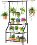 Plant Stand Indoor Outdoor, 3-Tier Heavy Duty Metal Hanging Plant Shelf, 61'' Tall Large Plant Holder Rack for Multiple Big Pots, Flower Stand for Living Room, Garden, Balcony, Black