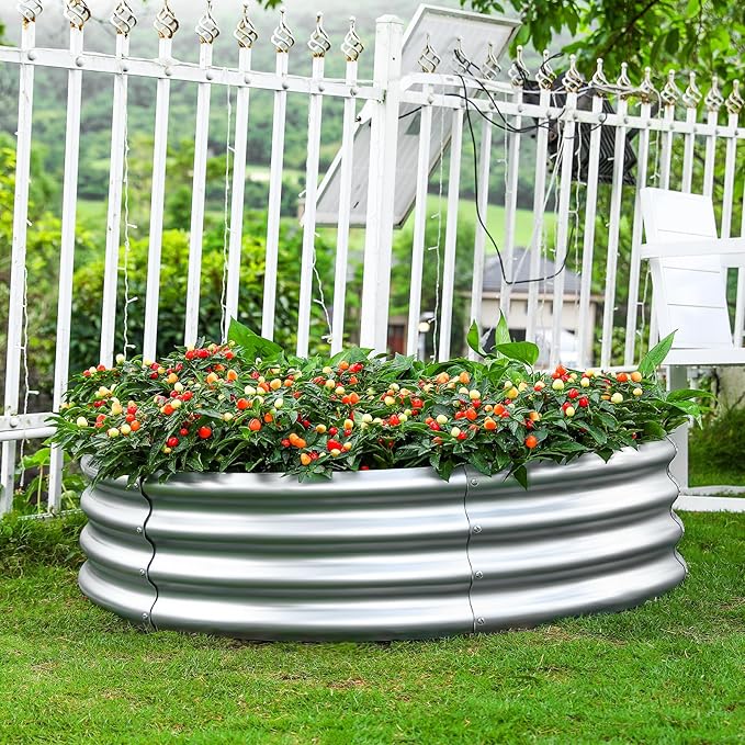 Land Guard 2 Pack 2×2×1ft Galvanized Raised Garden Bed, Planter Raised Garden Beds Outdoor, Round Clearance Raised Garden Beds for Gardening Vegetables……