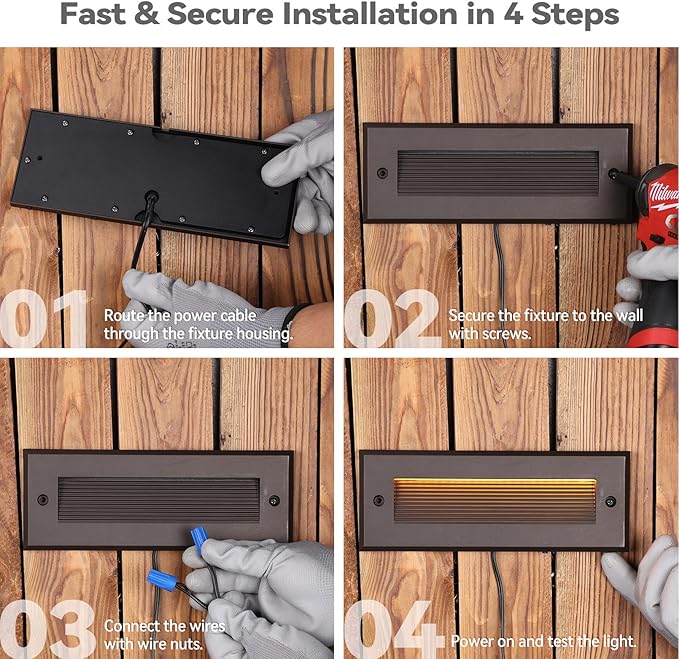 LEONLITE 5W/4W/3W Dimmable 5CCT Low Voltage LED Step Lights Outdoor, 9 Inch Exterior Step Lighting, 12-24V AC/DC Landscape Stair Riser Light, UL Listed, IP65, Oil Rubbed Bronze, Aluminum, Pack of 6