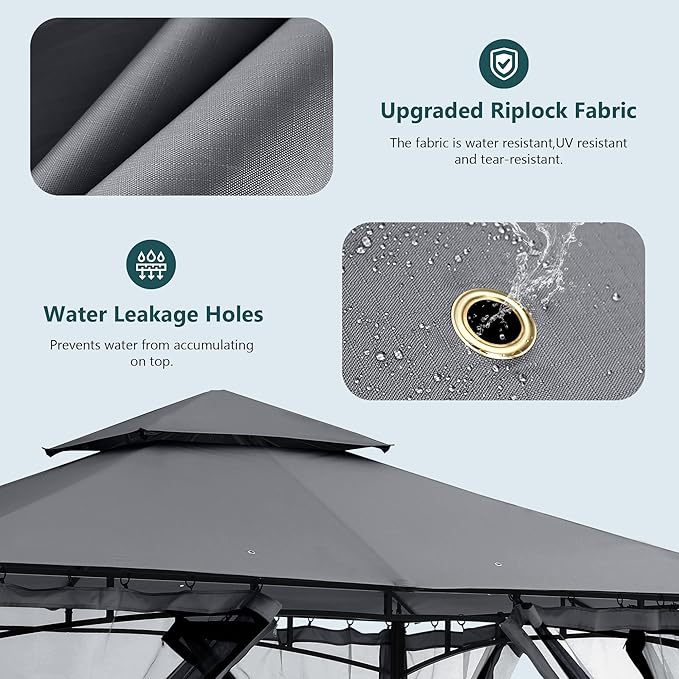 MASTERCANOPY Outdoor Garden Gazebo for Patios with Stable Steel Frame and Netting Walls (9x9,Dark Gray)
