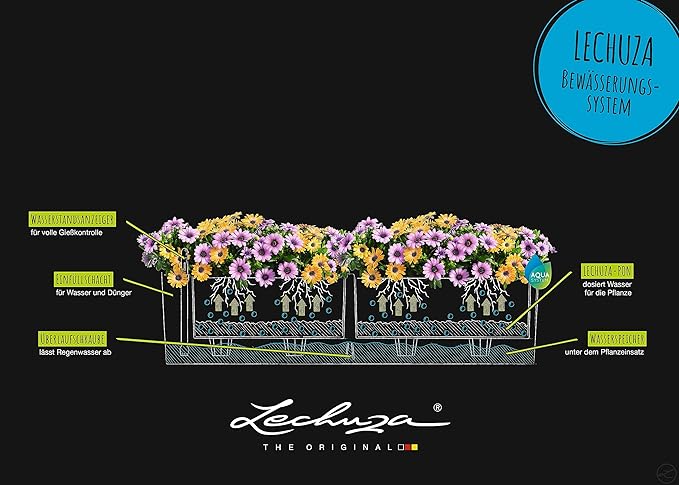 Lechuza 15683 Balconera Color 80 Self-Watering Planter for Indoor and Outdoor Use, 31" x 7" x7", Slate Matte