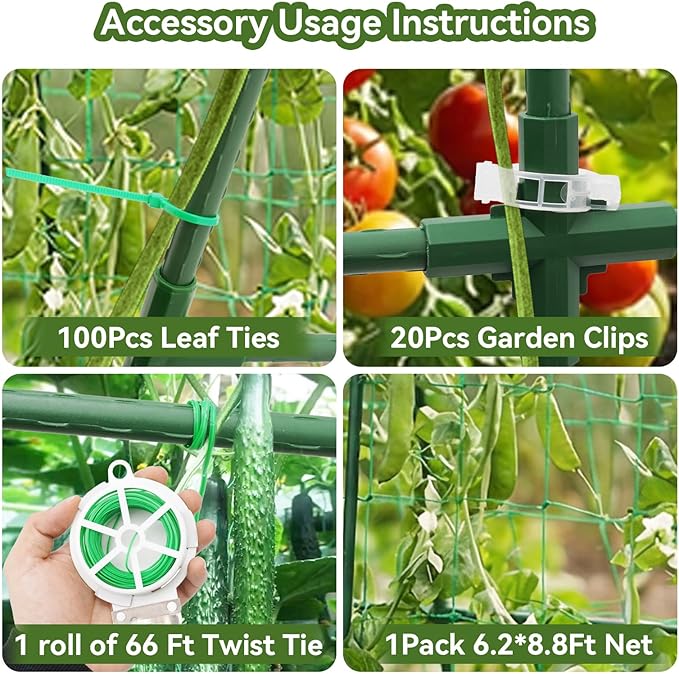 2 Pack Cucumber Trellis for Raised Bed, U-Shape Garden Trellis for Climbing Plants Outdoor, Metal Arch Trellis for Vegetables, Plant Support for Tomato, Bean, Pea