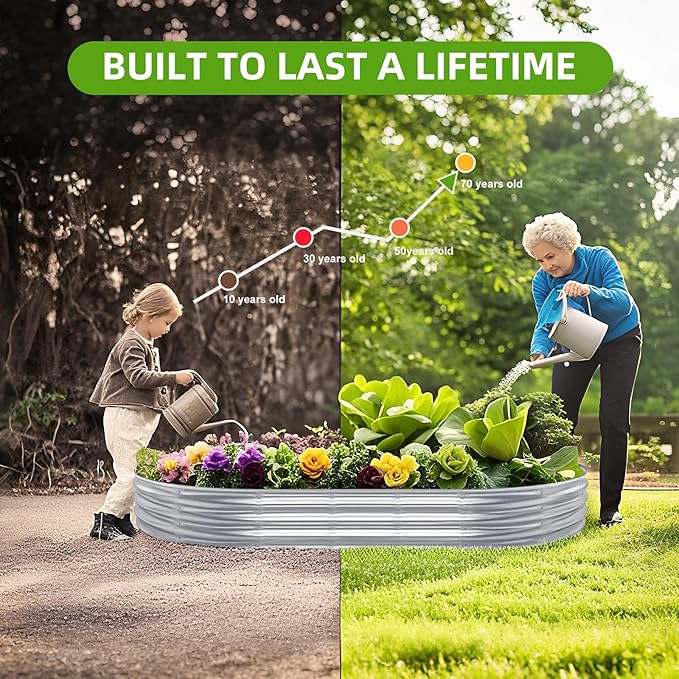Galvanized Raised Garden Bed, 6x3x1 FT Thickening Planter Boxes Outdoor, Raised Beds for Gardening, Easy Assembly Large Garden Bed for Vegetables, Fruits, Flowers (2-Pack)