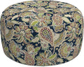 LVTXIII Outdoor Inflatable Ottoman, Fade-Resistant Round Footrest Stool D31”x H14”, Portable Patio Pouf for Garden Camping or Home Use, Paisley Sapphire Blue