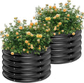 AHEONLAR 2 Pack 2x2x1.5ft Round Galvanized Raised Garden Bed Outdoor Metal Planter Box for Vegetables Steel Raised Beds for Gardening Grey