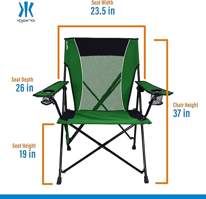 Kijaro Dual Lock Portable Camping Chairs - Enjoy the Outdoors with a Versatile Folding Chair, Sports Chair, Outdoor Chair & Lawn Chair - Dual Lock Feature Locks Position – Jasper Green