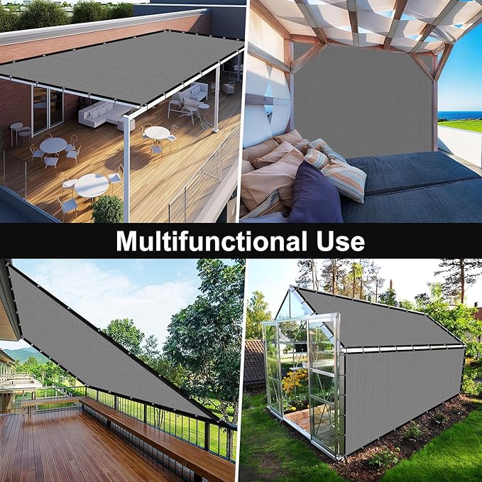 Artpuch 90% Sun Shade Cloth, 5 x 10 FT Pergola Shade Cover Canopy with Grommets, Sun Screen Fabric Tarp for Patio, Outdoor, Garden, Backyard, Light Grey