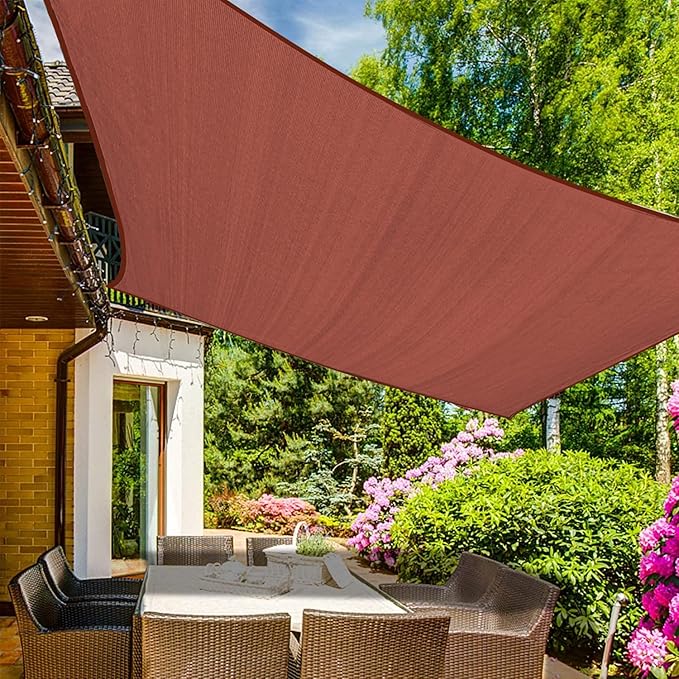 KANAGAWA Sun Shade Sail 12'x12' Rust Red Square UV Block Canopy Awning Shelter Fabric Cloth Screen for Outdoor Patio Garden Backyard