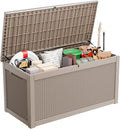 320 Gallon Waterproof Outdoor Storage Box,Large Resin Deck Box,Lockable Outside Storage Box Container for Patio Furniure,Garden,Tools (320 Gallon,Grey)